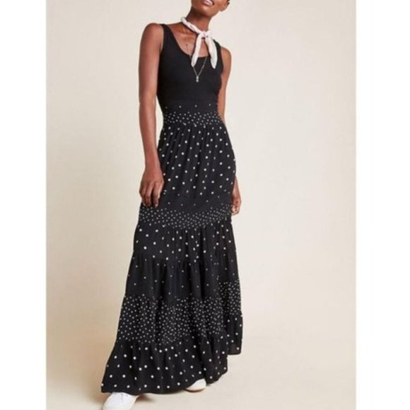 Anthropologie Dresses & Skirts - Anthro Colima Black Polka Dot Maxi Dress Sz.L NEW